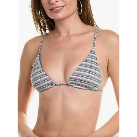 L*Space Brittany Triangle Bikini Top Striped Size Small NWT - Picture 1 of 7